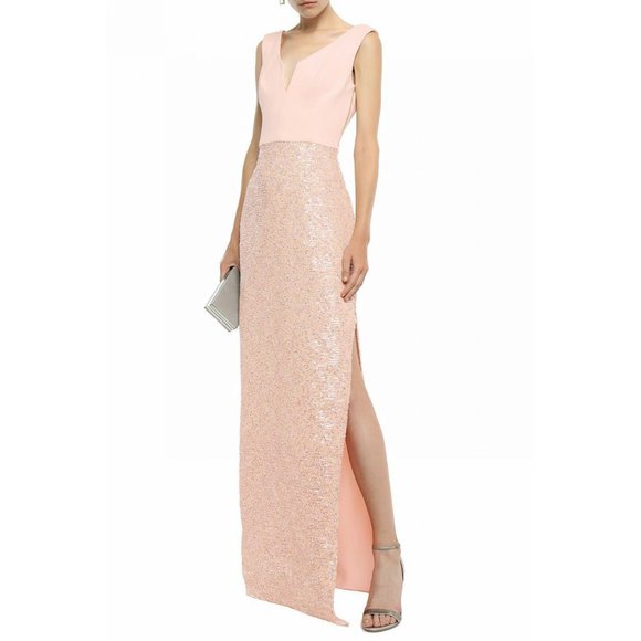 Black Halo Briana Sequin Gown. Size 2 RARE! Sold out! Pink blush color Barbie! - Picture 1 of 6